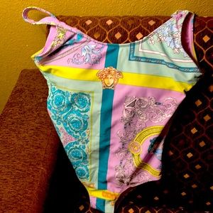 Versace Purple Barocco Mosaic Print One-piece Swimsuit